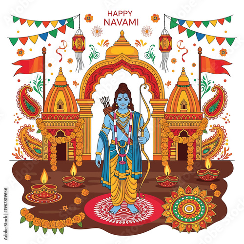 Hindu God Rama Celebration Illustration.