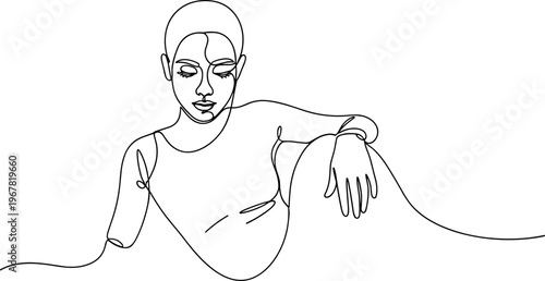 Woman Leaning on One Arm Relaxing.