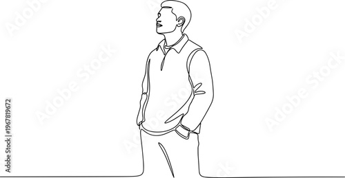 Young man standing with hands pocket.