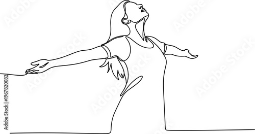 Woman in Yoga Pose Stretching Out.