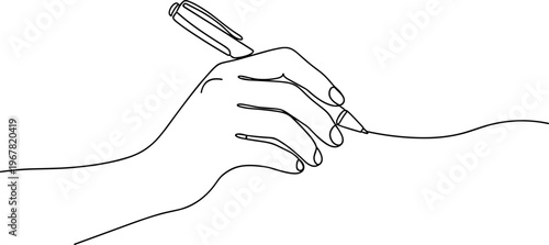 Hand holding a pen drawing.