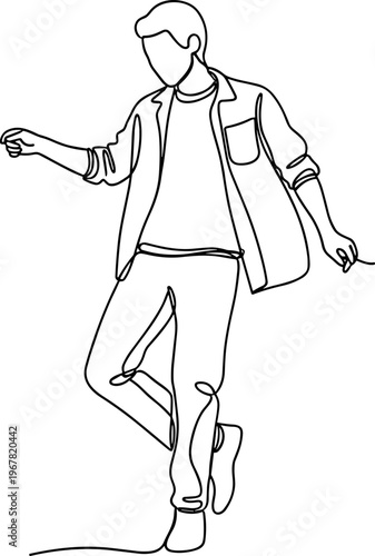 Man in casual clothes dancing alone.