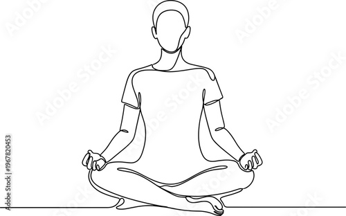 Person meditating in lotus position calmly.