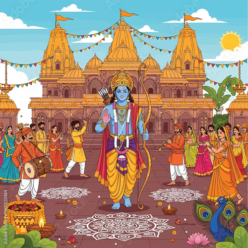 Hindu god Rama in traditional attire.