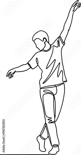 Man doing dance move alone.