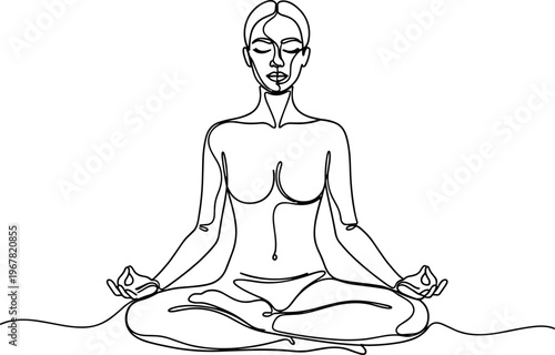 Woman Sitting in Meditation Posture.