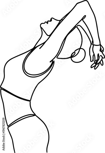 Woman doing yoga stretch exercise.