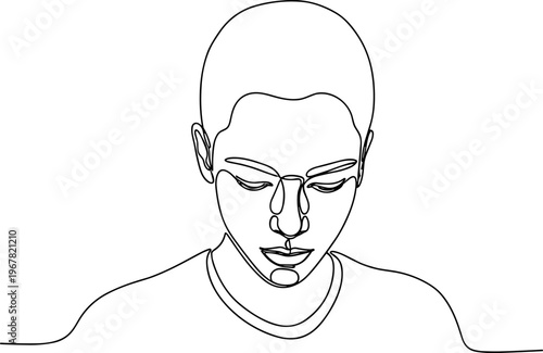 Young man with closed eyes portrait.