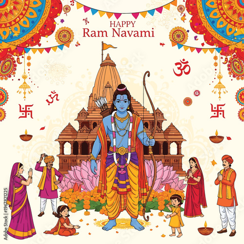 Hindu God Ram in Traditional Attire.