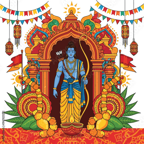 Hindu God Rama Standing Archway.