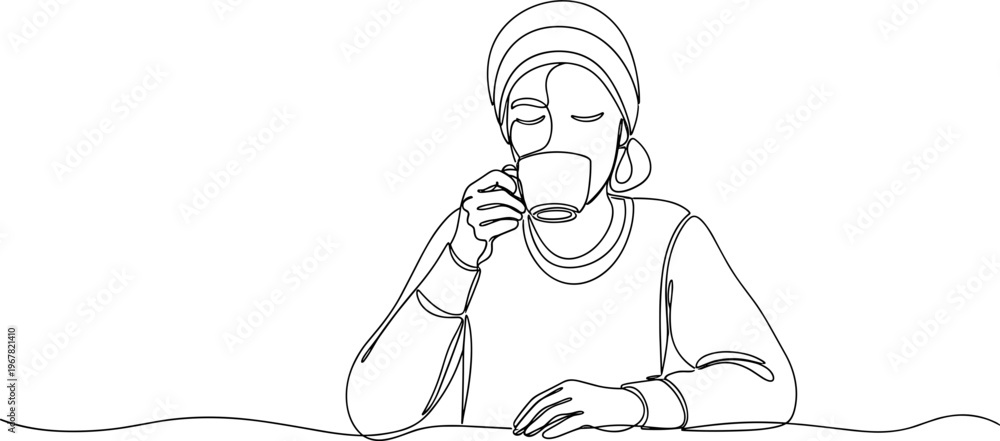 Fototapeta premium Woman Drinking from a Cup.