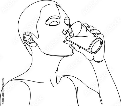 Woman Drinking from a Glass.
