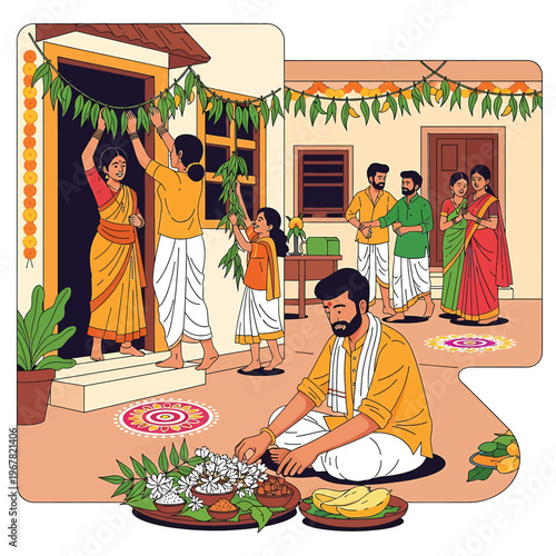 Indian man preparing traditional wedding flowers.