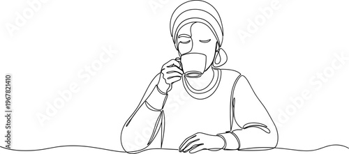 Woman Drinking from a Cup.