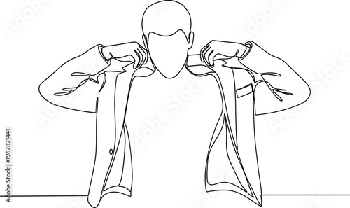 Man putting on his jacket.