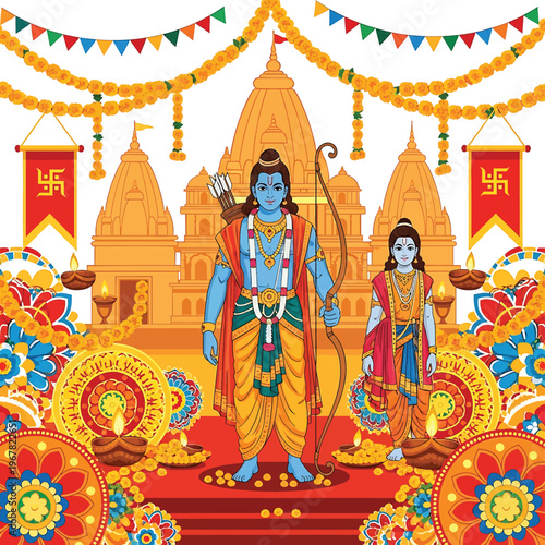 Hindu God Rama and Sita standing 1.