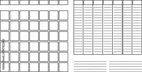 Blank Monthly and Weekly Calendar Layouts for Planning and Organization