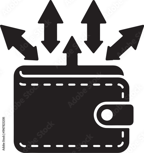 Money outflow wallet icon for financial expenses
