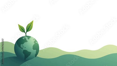 Eco friendly globe with leaves, green earth illustration, environmental symbol, vector icon
