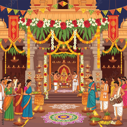 Indian Women Wearing Traditional Attire Ceremony.