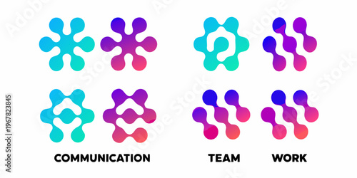 Abstract shapes in vibrant colors represent connection and collaboration