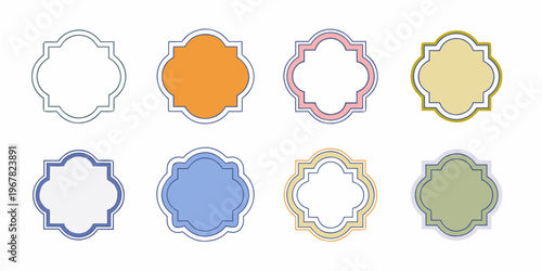 Collection of eight ornamental frames in various pastel colors