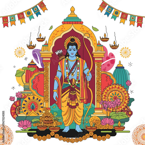 Hindu god Rama standing in temple 10.