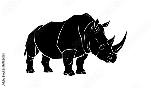 Geometric rhinoceros silhouette vector illustration polygon wildlife rhino isolated on white background