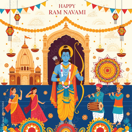 Lord Rama Indian Hindu God Character.