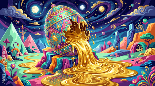 Vector Art of Surreal Melting Easter Egg