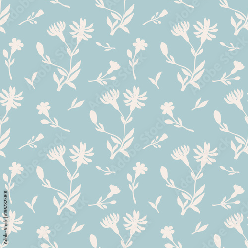 Seamless Light Blue Floral Pattern
