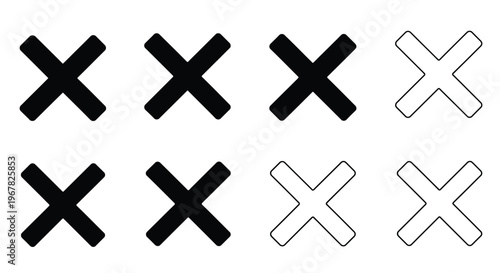 Black and white x marks and plus signs arranged in a grid