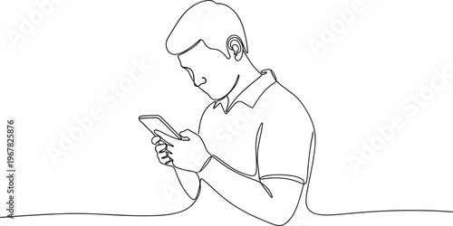 Man looking at his mobile phone.