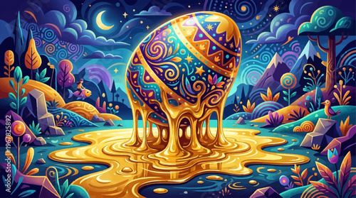 Vector of Surreal Melting Easter Egg