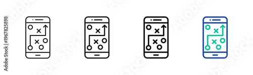 Mobile Strategy Icon Collection Different Style Outline