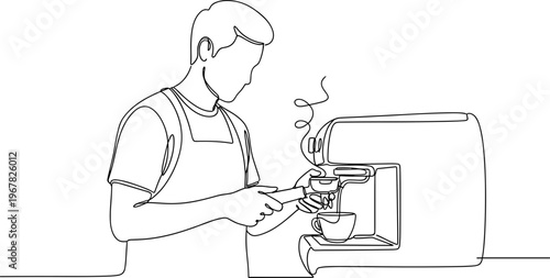 Man making coffee in machine.