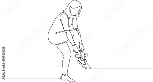 Woman Tying Her Athletic Shoe Laces.