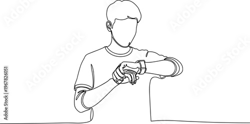 Man wearing smart watch on wrist.