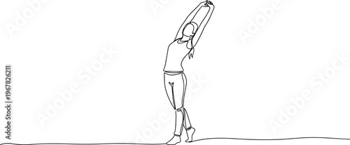 Person stretching arms up high.