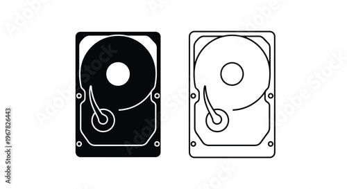 Two hard disk drive icons one black and one white side by side
