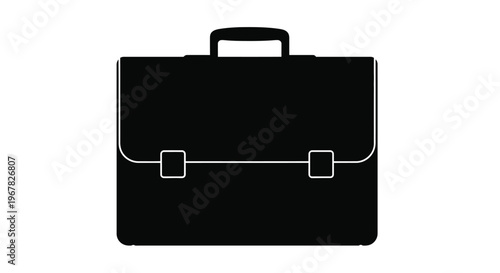 Simple black silhouette of a closed leather briefcase with a handle