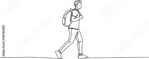 Man walking with backpack on.