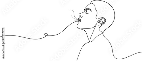 Woman Smoking A Cigarette Alone.