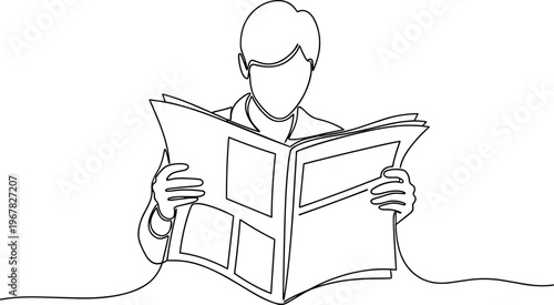 Man reading a large newspaper.