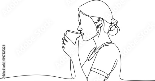 Woman Drinking from a Cup.