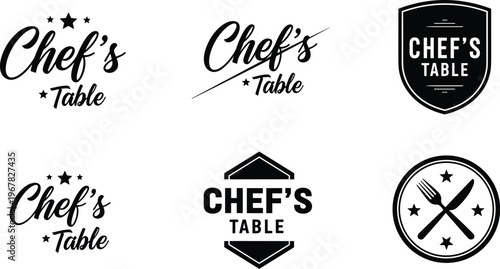 This image showcases various logo designs for chef s table featuring different fonts styles and graphic elements high quality professional detailed modern elegant