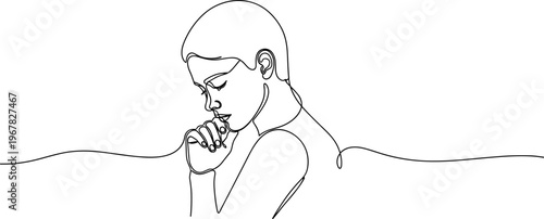 Woman Thinking with Hand on Chin.