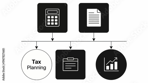 Financial Planning and Tax Management Icons for Business Strategy and Analysis