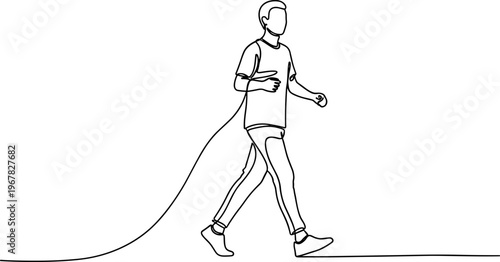 Man walking with bag on shoulder.