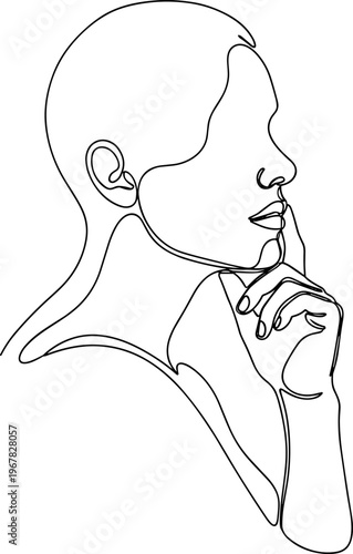Woman Thinking with Hand on Chin.